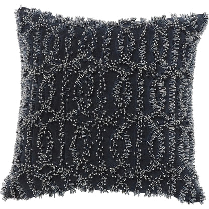 Circles Beaded Pillow by Global Views in indigo. Made from unique in a modern style.