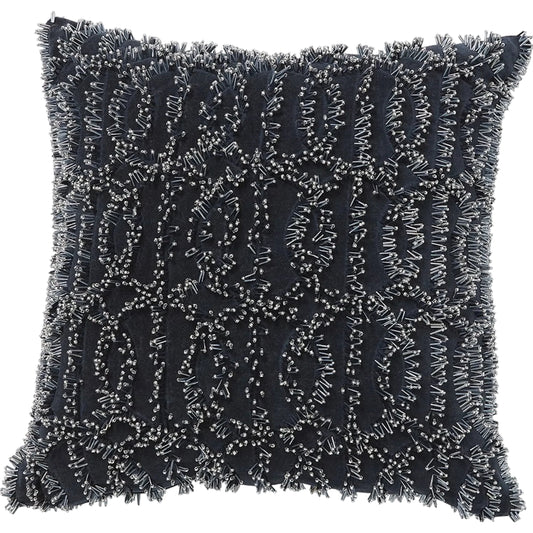 Circles Beaded Pillow by Global Views in indigo. Made from unique in a unique style.