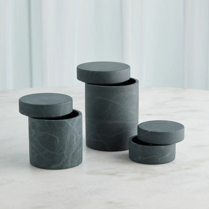 Cilindro Alabaster Box by Global Views in black, green. Made from alabaster in a unique style.