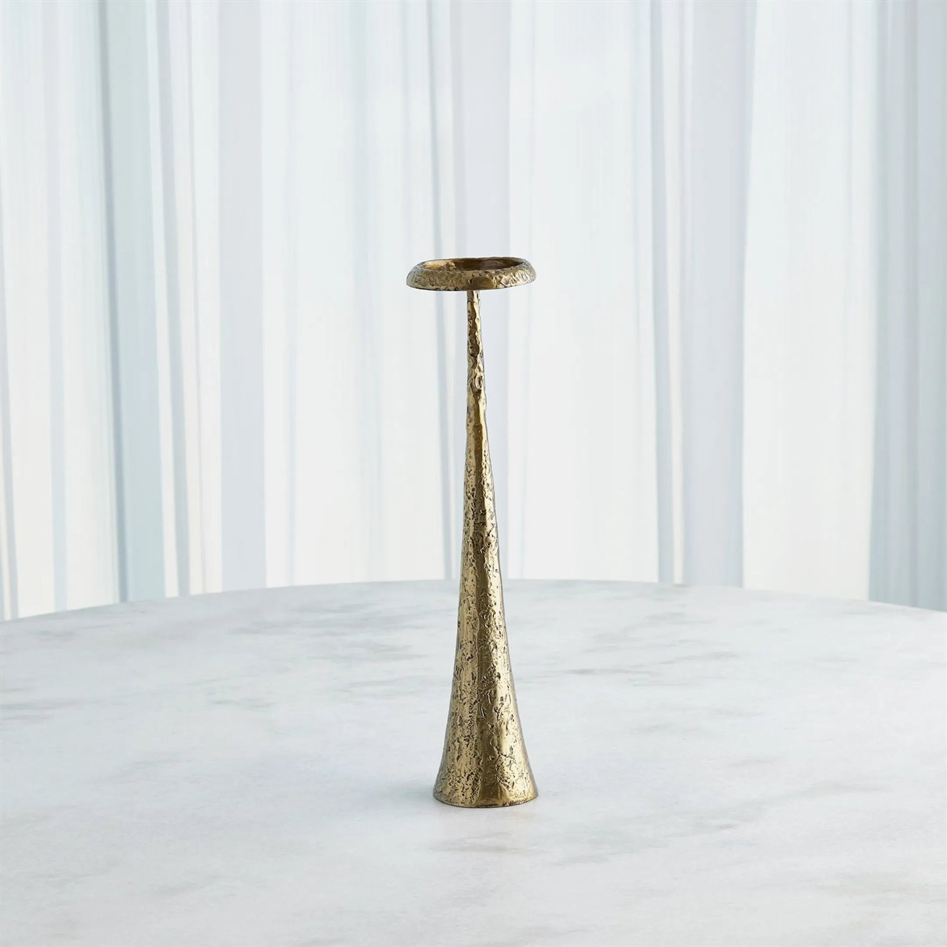 Beacon Candle Holder by Global Views in red and antique brass. Made from unique in a unique style.