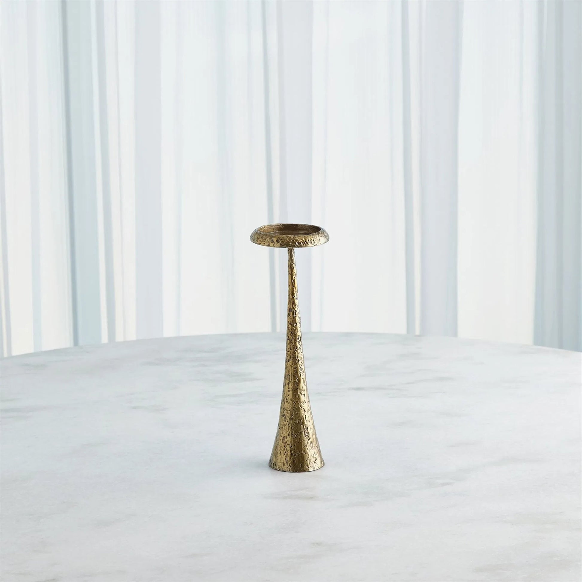 Beacon Candle Holder by Global Views in red and antique brass. Made from unique in a unique style.