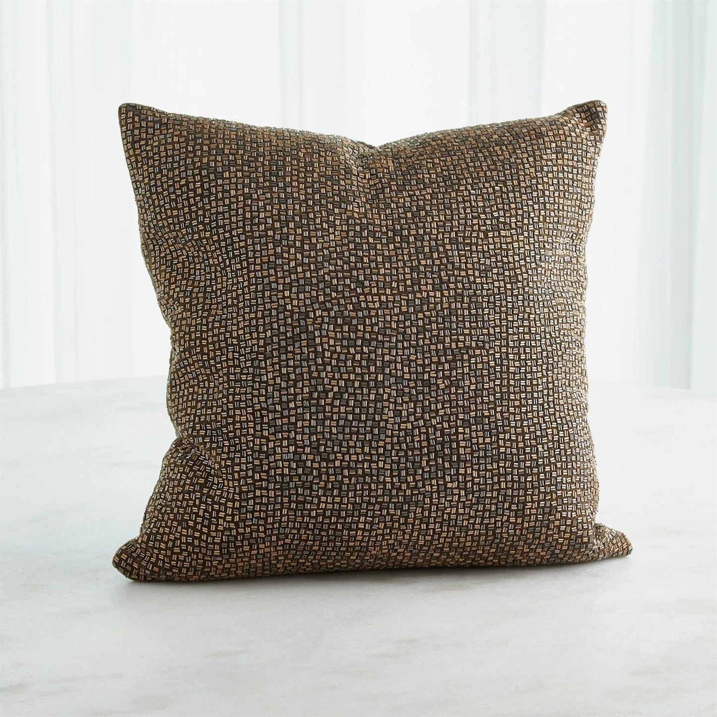 002 SI-2323199 | Additional Silo | Bugle Beaded Pillow by Global Views in gold. Made from unique in a unique style.