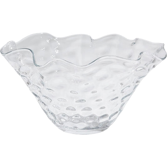 Honeycomb Optic Wavy Bowl by Global Views. Made from glass in a modern style.