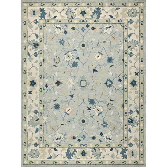 Elegance 7353 Rug by Exquisite Rugs in light blue, ivory, navy. Made from new zealand wool in a unique style.