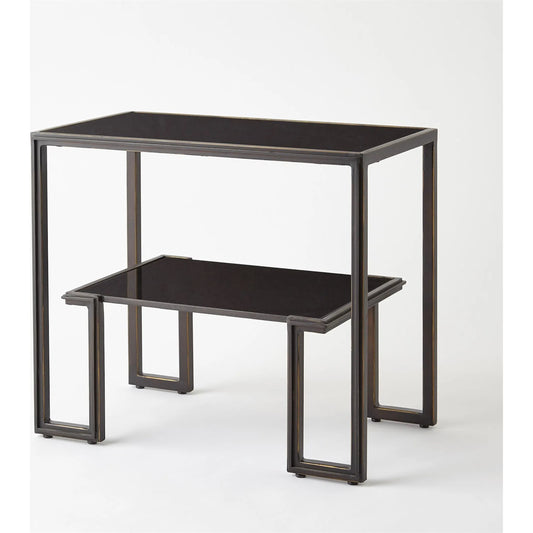 One-Up Table by Global Views in bronze. Made from iron, granite in a modern style.