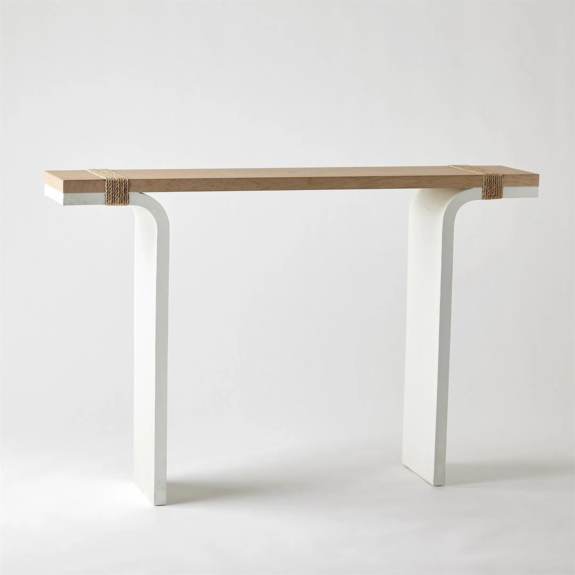 Debby Console by Global Views in white and oak. Made from unique in a transitional style.