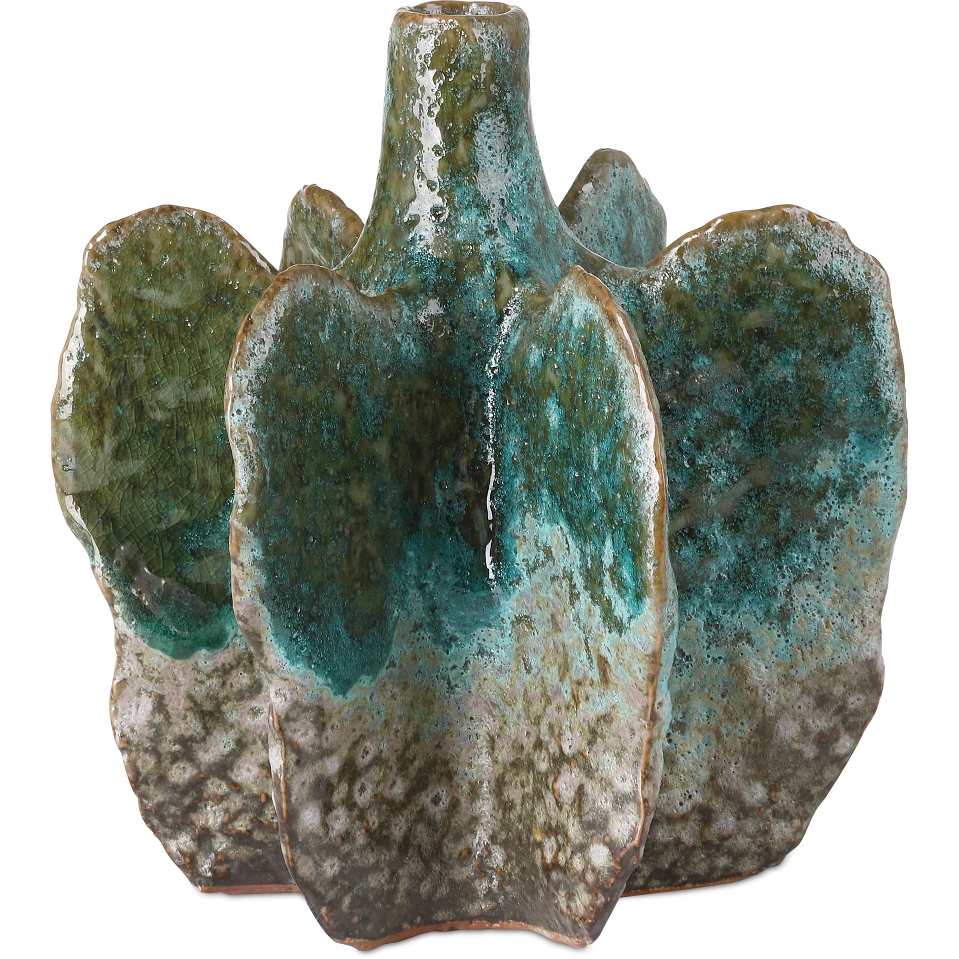 Urbano Vase Set by Currey and Company in turquoise, brown. Made from porcelain in a eclectic & global style.