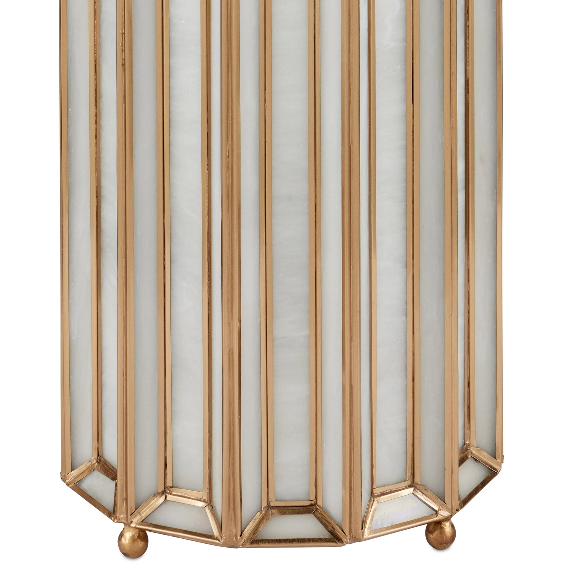 Daze Uplight Table Lamp by Currey and Company in white, antique brass. Made from glass, brass, metal in a modern style.