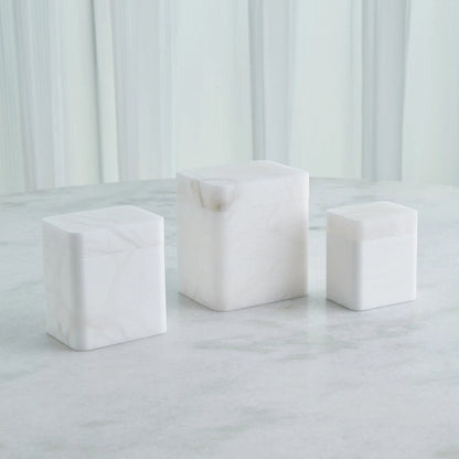 Raggio Alabaster Box by Global Views in white. Made from alabaster in a unique style.