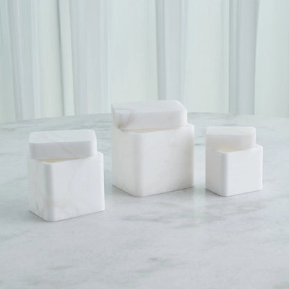 Raggio Alabaster Box by Global Views in white. Made from alabaster in a unique style.