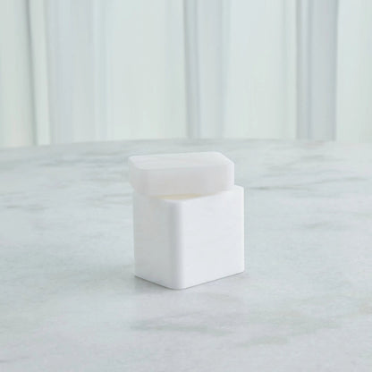 Raggio Alabaster Box by Global Views in white. Made from alabaster in a unique style.
