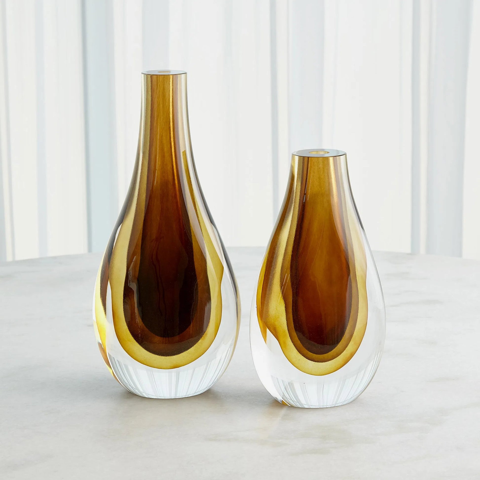 Gradient Vase by Global Views in amber. Made from art glass in a eclectic & global style.