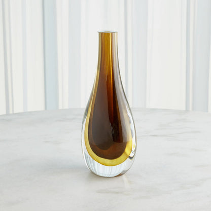 Gradient Vase by Global Views in amber. Made from art glass in a eclectic & global style.