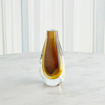 Gradient Vase by Global Views in amber. Made from art glass in a eclectic & global style.