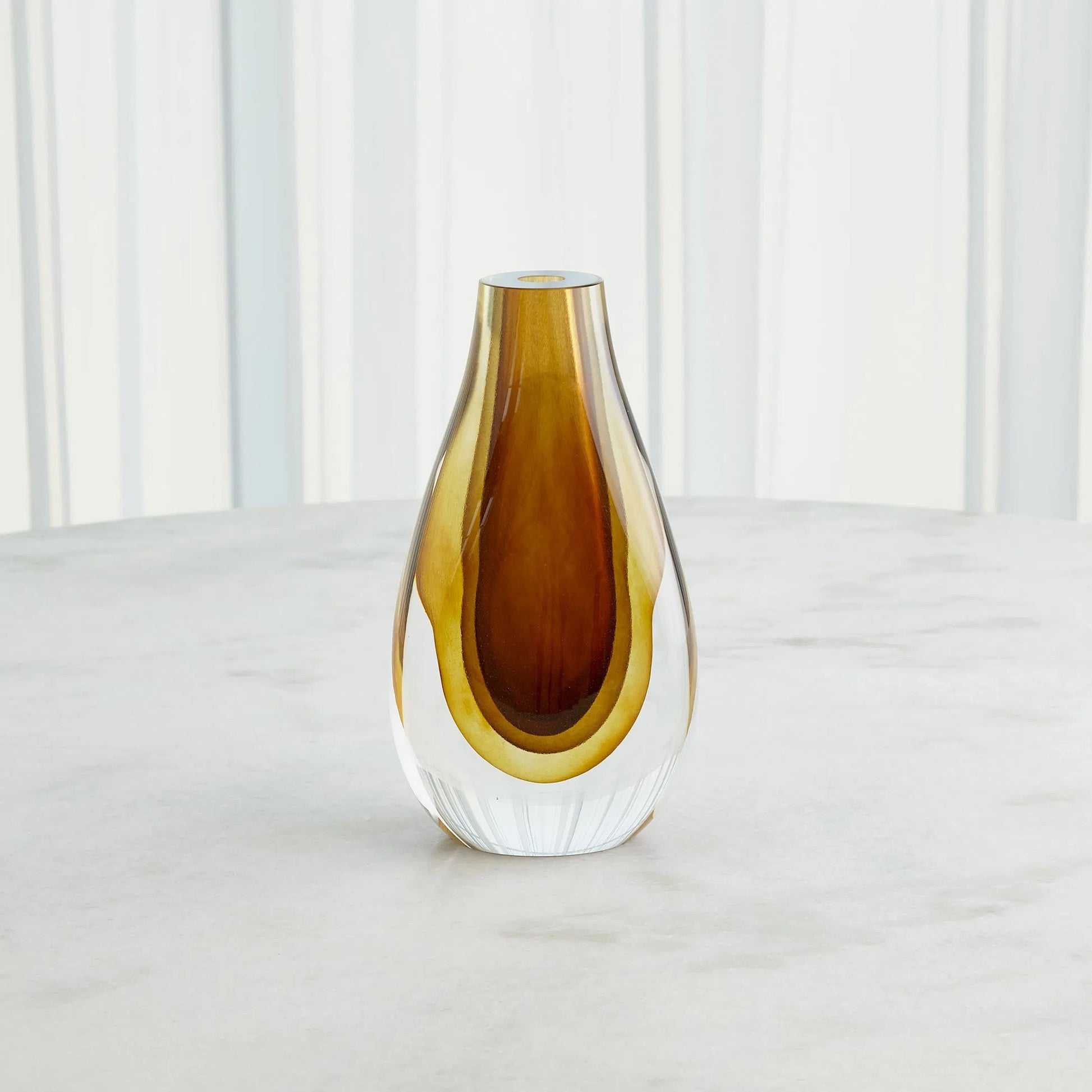 Gradient Vase by Global Views in amber. Made from art glass in a eclectic & global style.