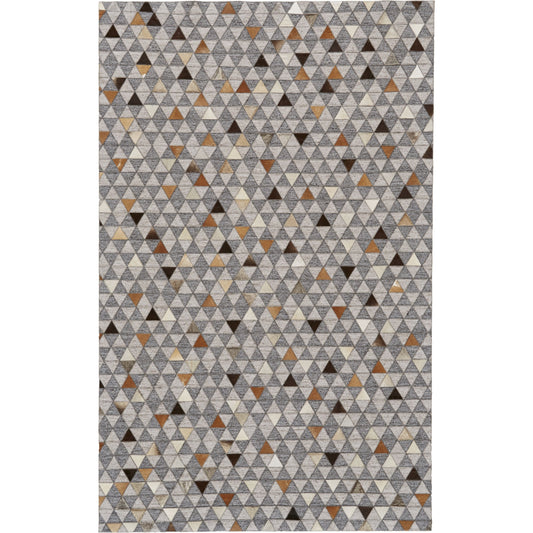 Fannin Transitional Geometric Rug - 0755F by Feizy in gray, ivory, brown. Made from viscose, leather in a unique style.