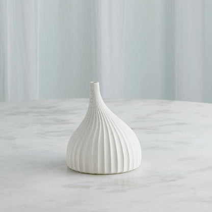 Dewdrop Vase by Global Views in white. Made from earthenware in a modern style.