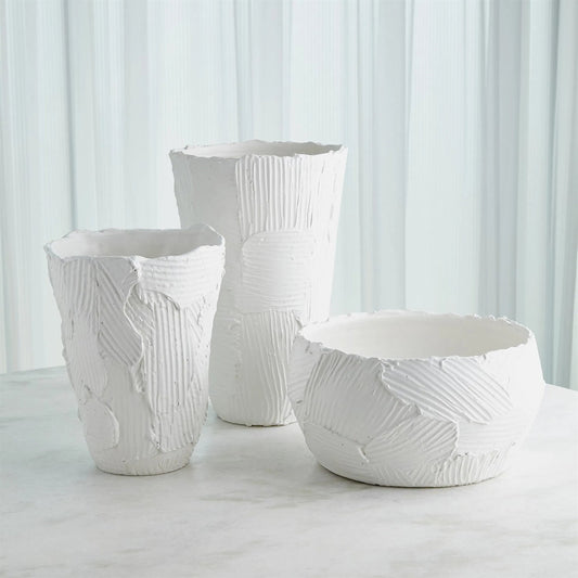 Chip Short Vase by Global Views in matte white. Made from unique in a unique style.