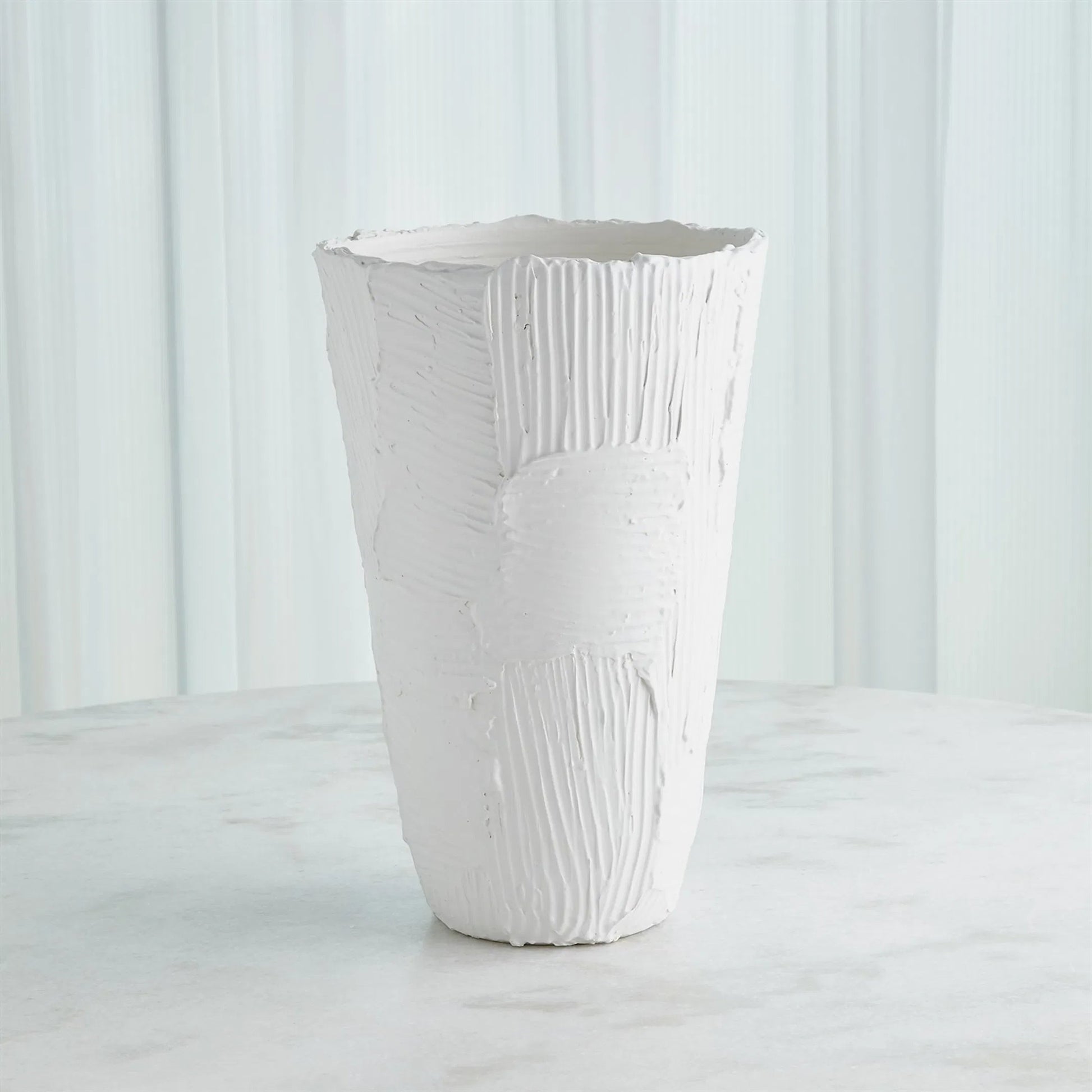 Chip Tall Vase by Global Views in matte white. Made from unique in a rustic style.