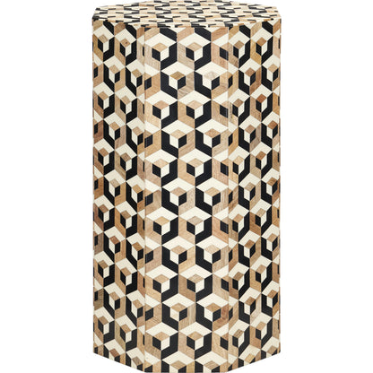 Geo Accent Table by Currey and Company in natural, white, black. Made from mango wood, bone, composite in a modern style.