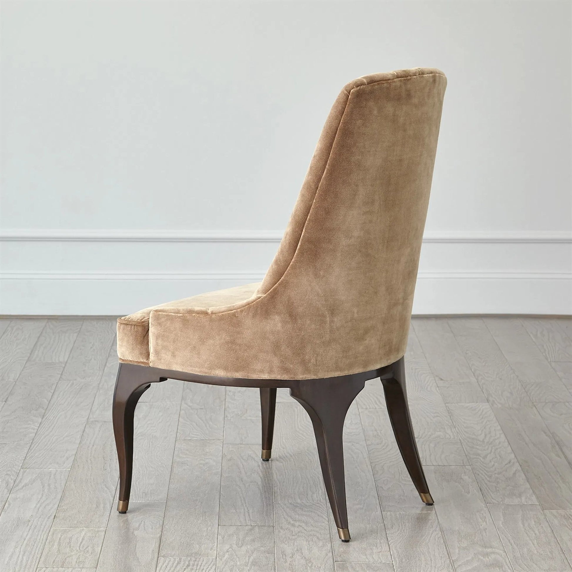Channel Walnut Tufted Dining Chair by Global Views in walnut, muslin and dark waxed oiled walnut. Made from unique in a traditional style.