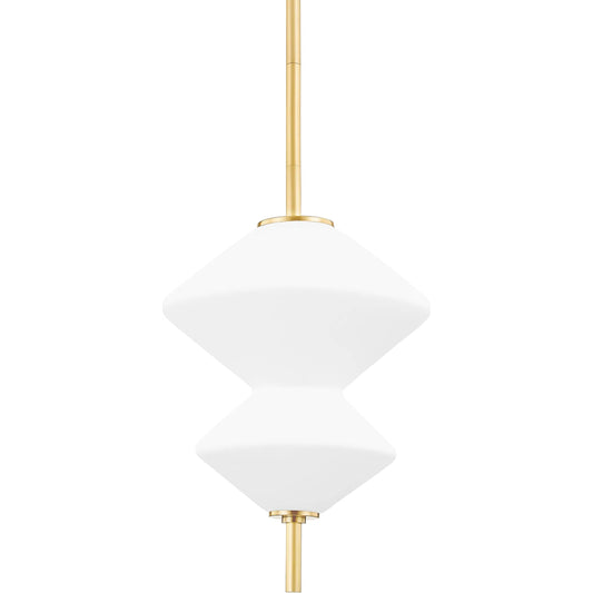 Barrow Pendant by Hudson Valley in aged brass. Made from steel in a modern style.