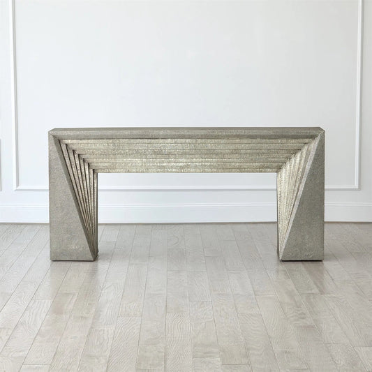 Deco Console by Global Views in nickel and brass. Made from unique in a unique style.