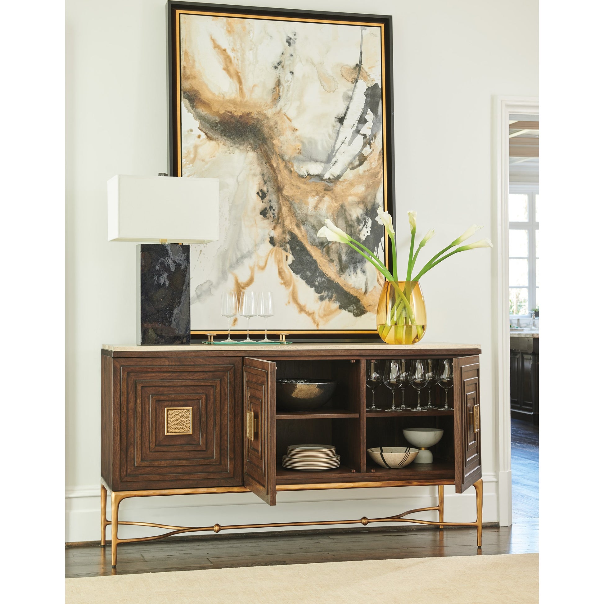 Tiburon Sideboard by Lexington in walnut. Made from unique in a transitional style.