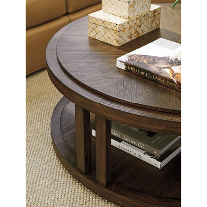 Stinson Cocktail Table by Lexington in walnut. Made from unique in a traditional style.