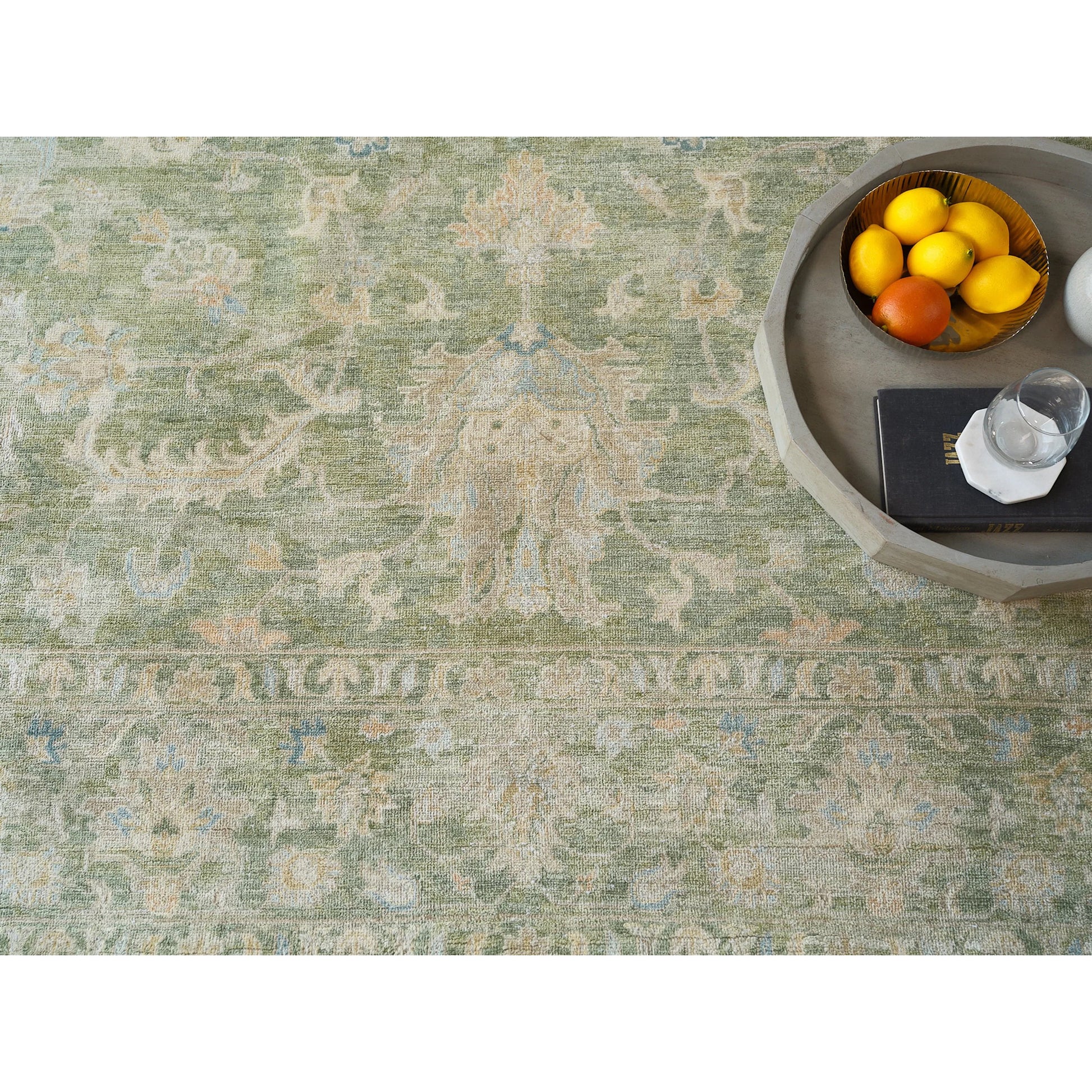 Santorini 7413 Rug by Exquisite Rugs in green. Made from wool, silk in a unique style.