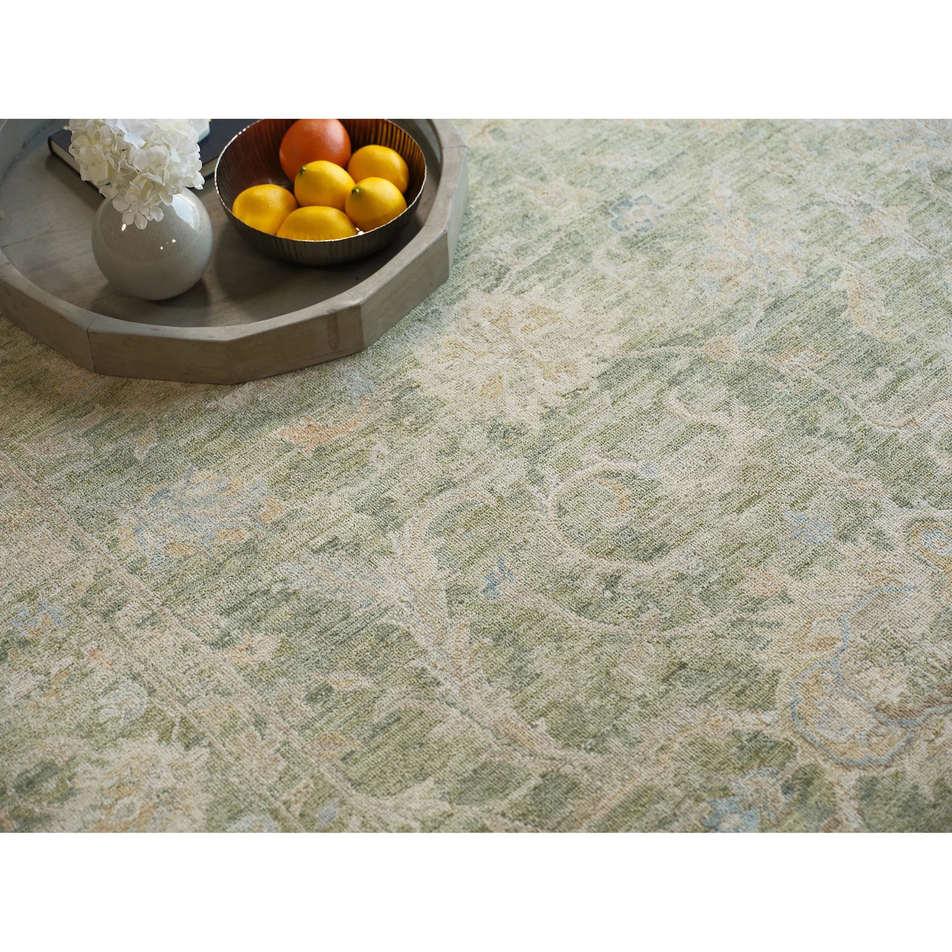 Santorini 7413 Rug by Exquisite Rugs in green. Made from wool, silk in a unique style.