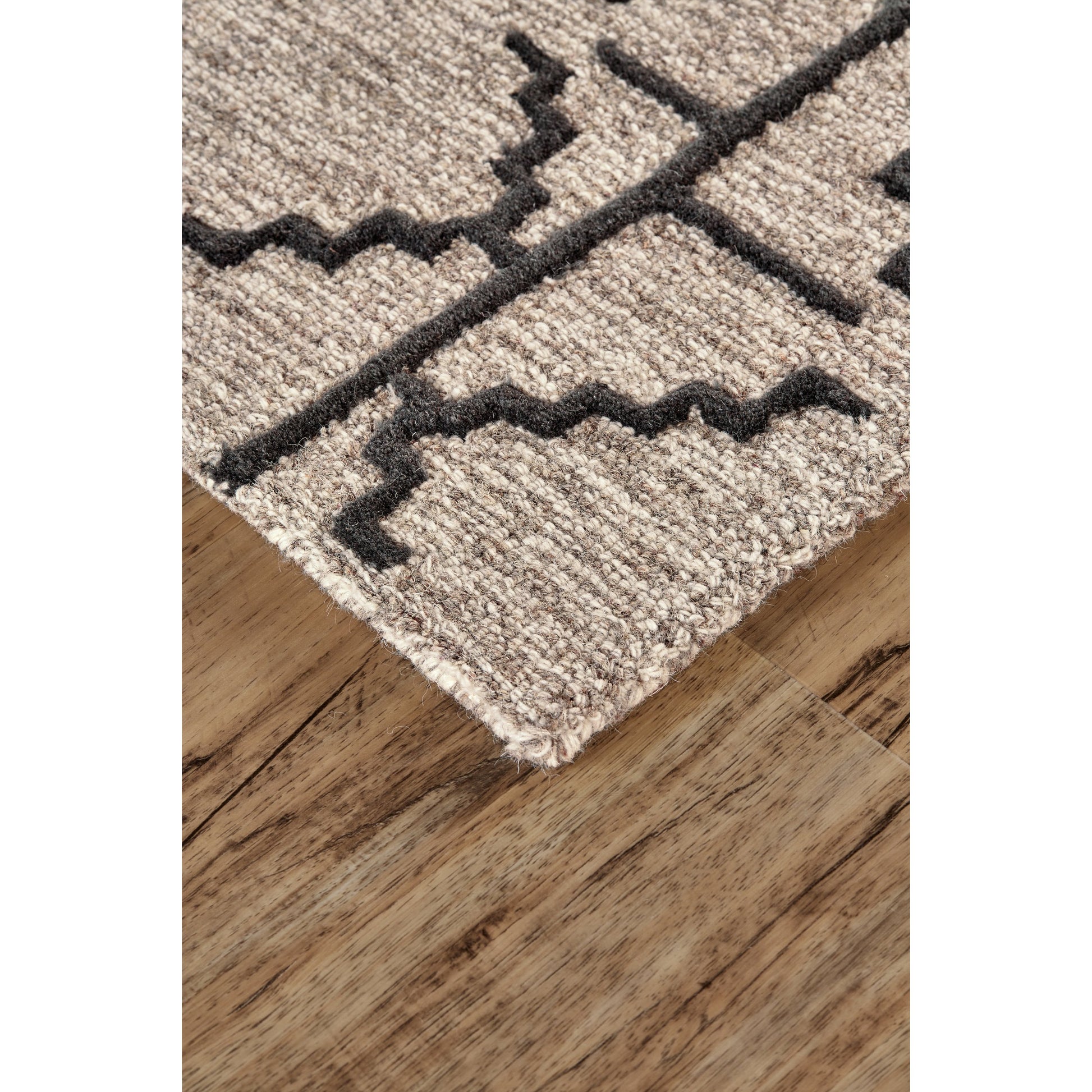 Enzo Transitional Geometric Rug - 8732F by Feizy in black, taupe, gray. Made from wool in a unique style.