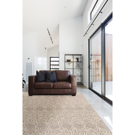 Enzo Transitional Geometric Rug - 8735F by Feizy in tan, ivory. Made from wool in a unique style.