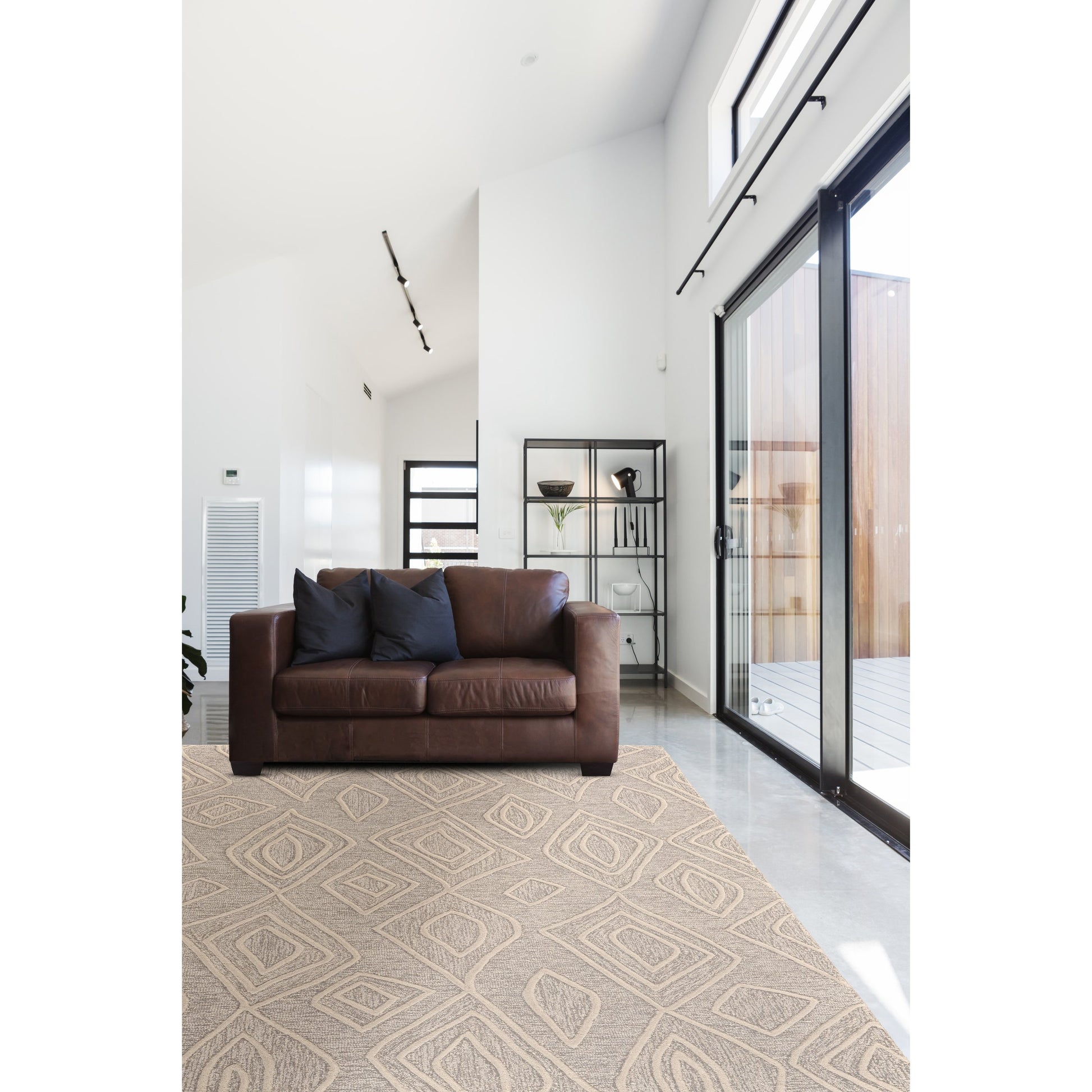 Enzo Transitional Diamond Rug - 8738F by Feizy in tan, ivory. Made from wool in a unique style.