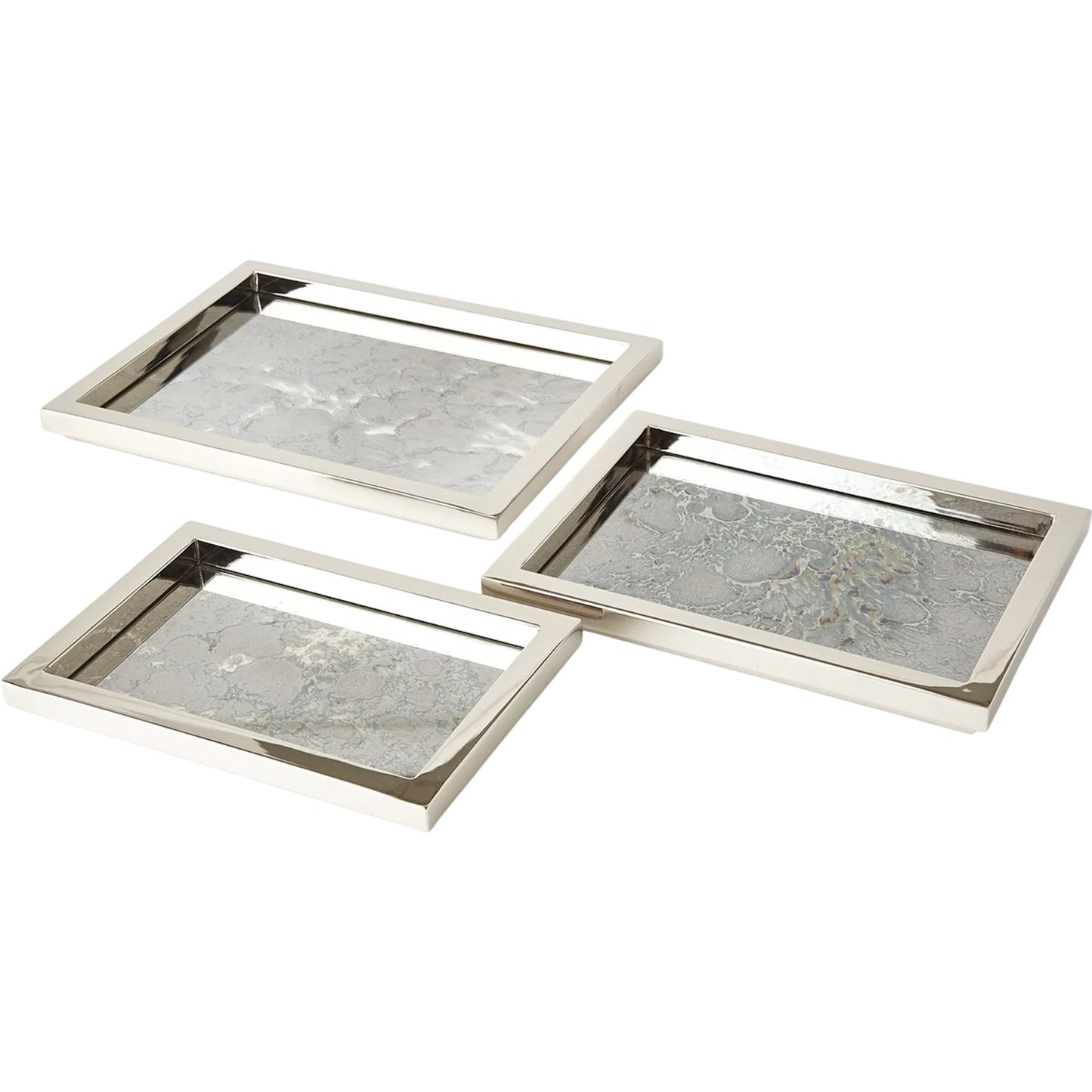 003 SR-892997 | Primary Silo | Stepped Nesting Trays by Global Views in nickel. Made from stainless steel in a modern style.