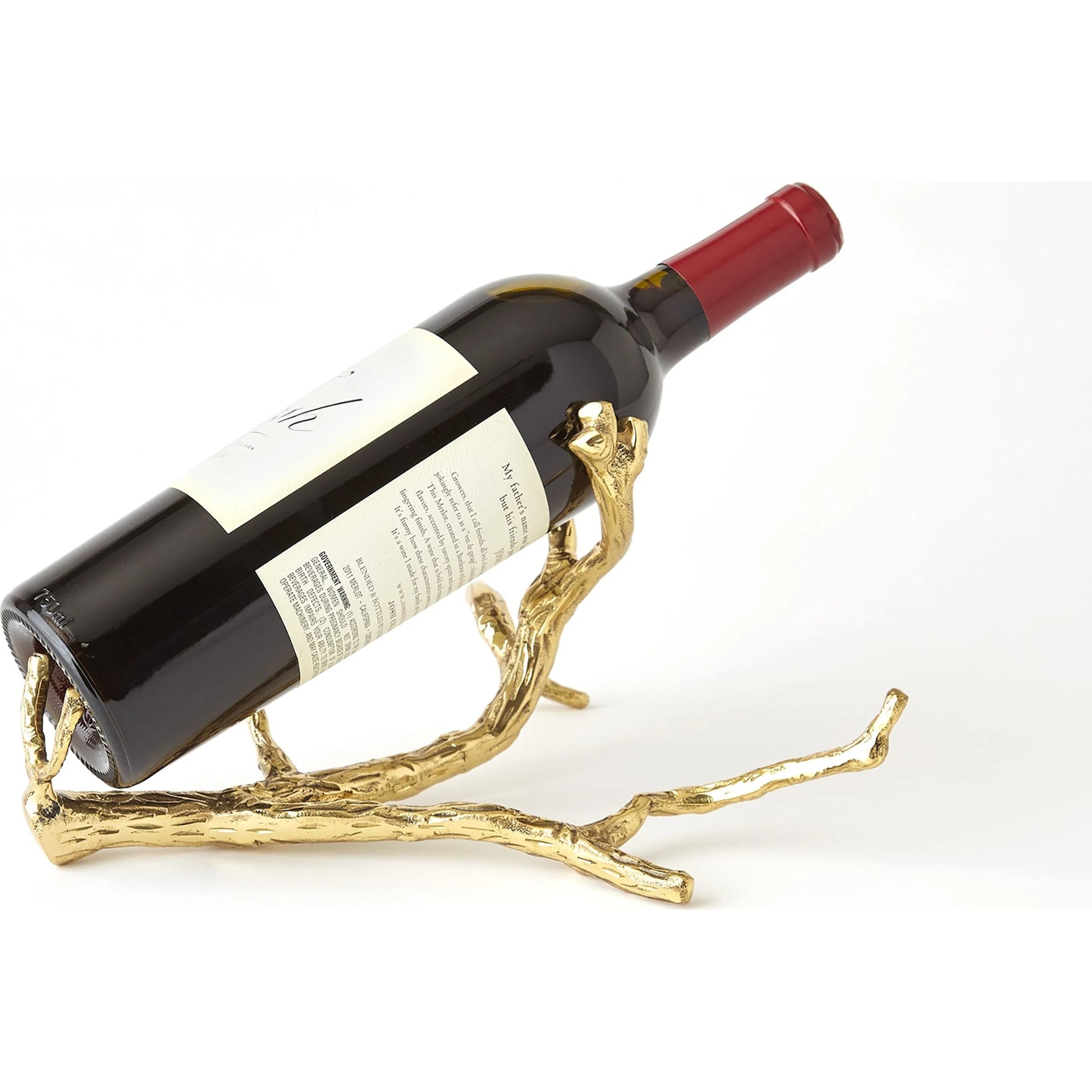 Twig Wine Bottle Holder by Global Views. Made from cast brass in a eclectic & global style.