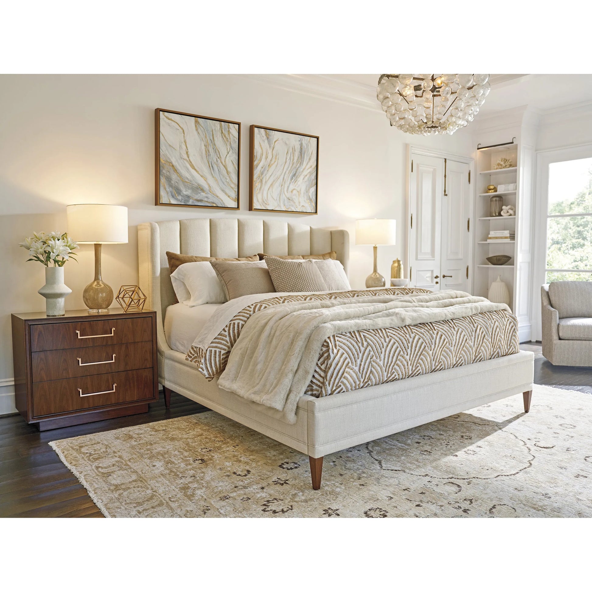 Camden Nightstand by Lexington in cathedral walnut. Made from walnut in a traditional style.