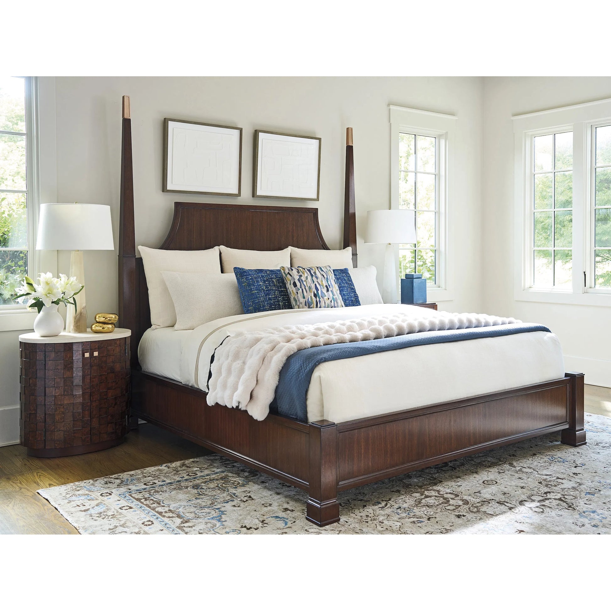 Morella Oval Nightstand by Lexington. Made from walnut, marble in a traditional style.
