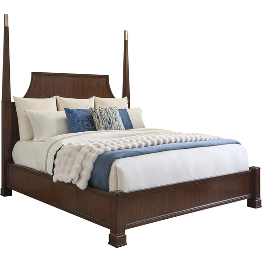 Essex Poster Bed by Lexington in dark brown. Made from walnut in a unique style.