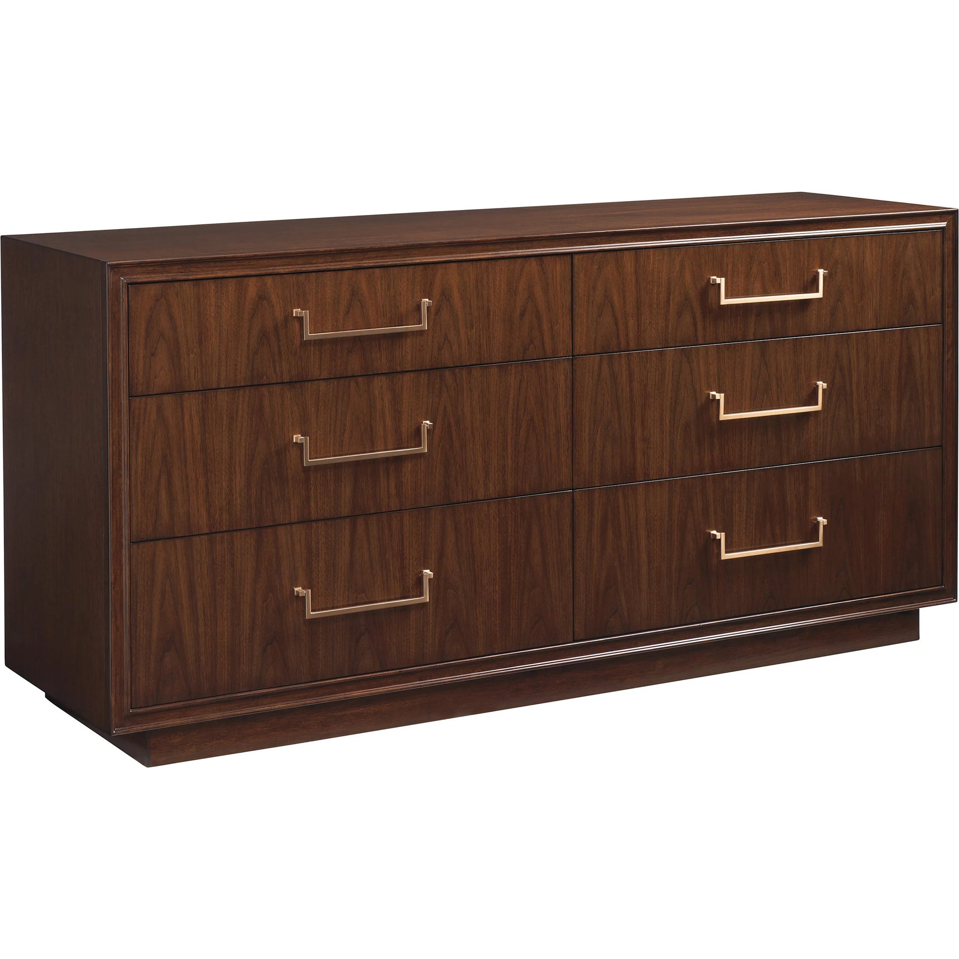 Fenwick Double Dresser by Lexington in gold. Made from walnut in a traditional style.