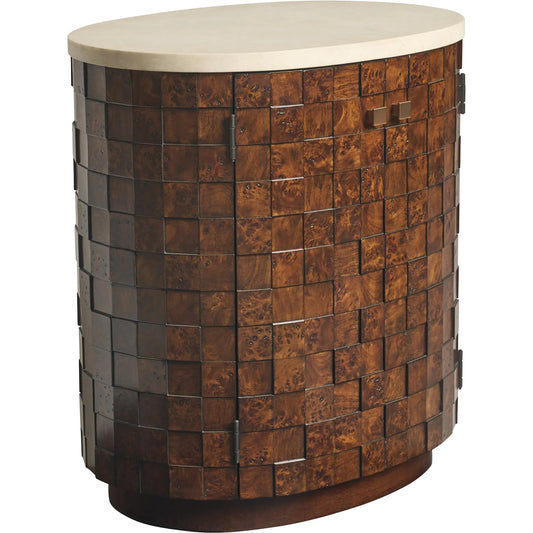 Morella Oval Nightstand by Lexington. Made from walnut, marble in a unique style.