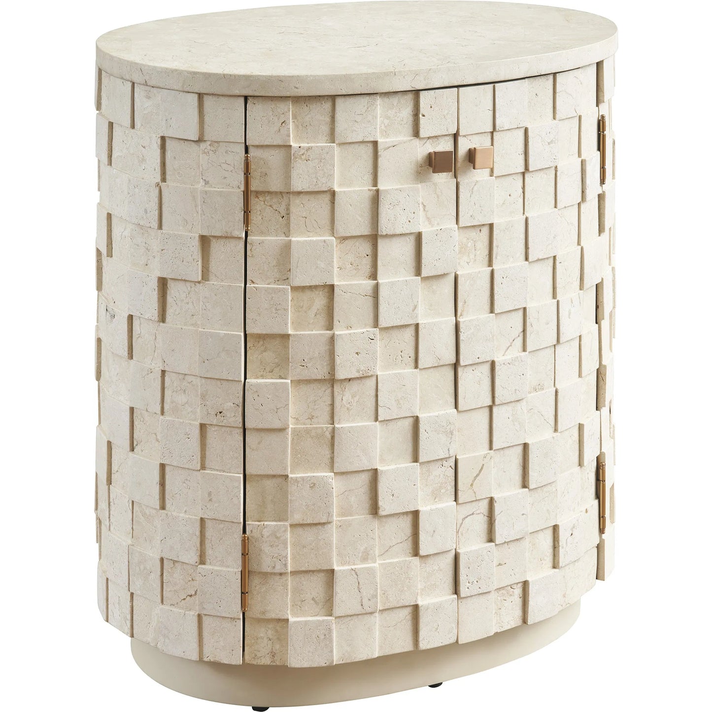 001 SI-2371319 | Primary Silo | Albion Stone Oval Nightstand by Lexington in limestone. Made from unique in a modern style.