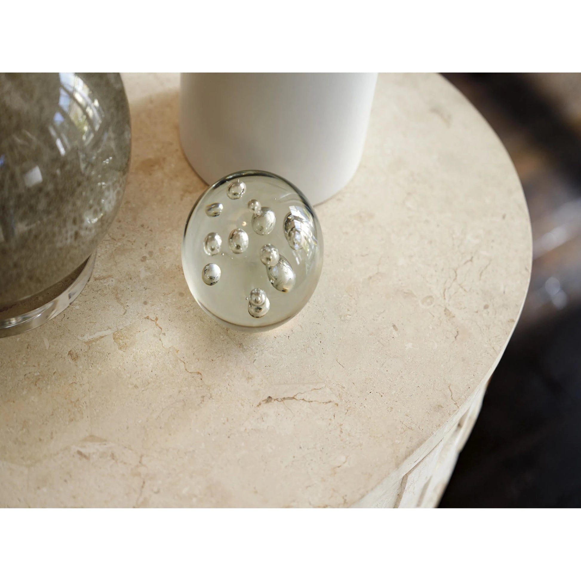 Albion Stone Oval Nightstand by Lexington in limestone. Made from unique in a modern style.