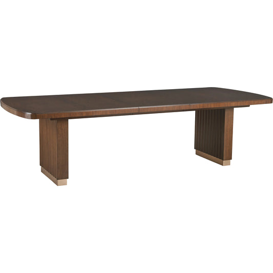 Portman Double Pedestal Dining Table by Lexington in dark brown. Made from walnut in a unique style.
