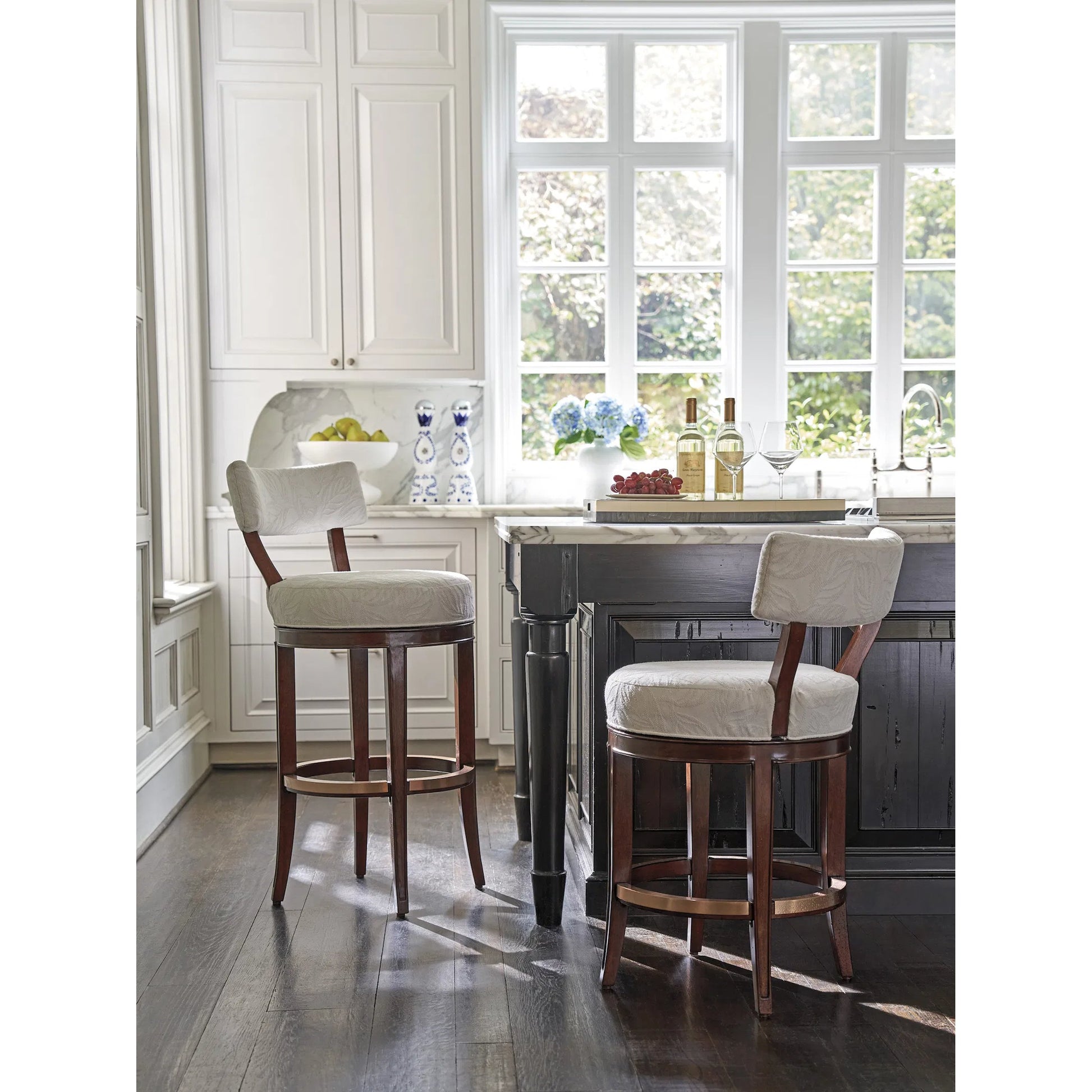 Giles Upholstered Swivel Bar Stool by Lexington. Made from unique in a transitional style.