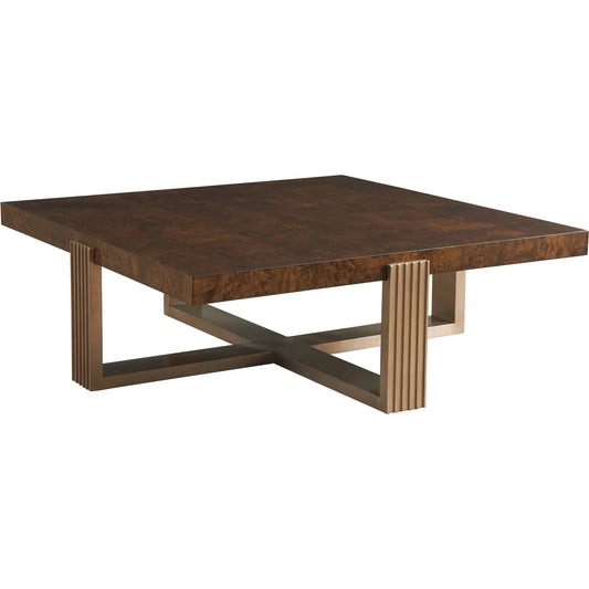 Holloway Square Cocktail Table by Lexington. Made from walnut, metal in a unique style.