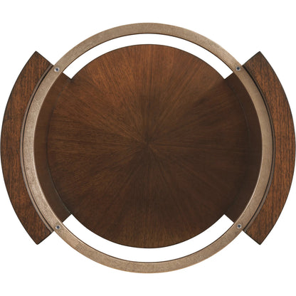 Lennox Round Accent Table by Lexington. Made from walnut, metal in a traditional style.