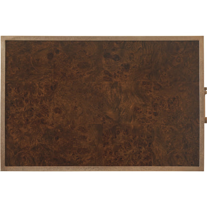 Shelton Box On Stand End Table by Lexington. Made from walnut, metal in a modern style.