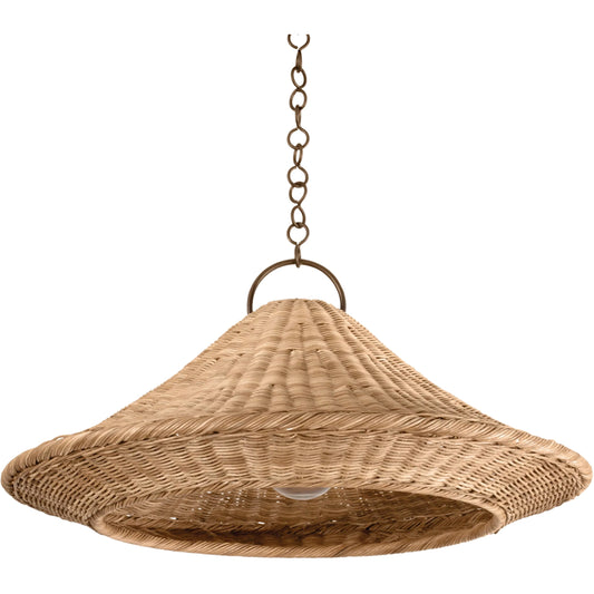 Baychester Pendant by Hudson Valley in bronze leaf. Made from natural woven in a unique style.