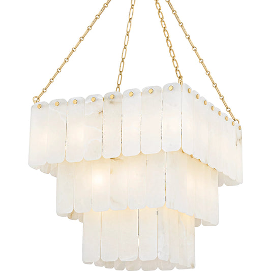 Moissanite Chandelier by Hudson Valley in aged brass. Made from steel in a unique style.